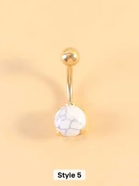 Gold Belly Button Ring w/Gemstone